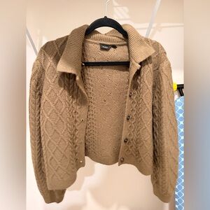 RD Style Brown Cable Knit Cardigan Sweater